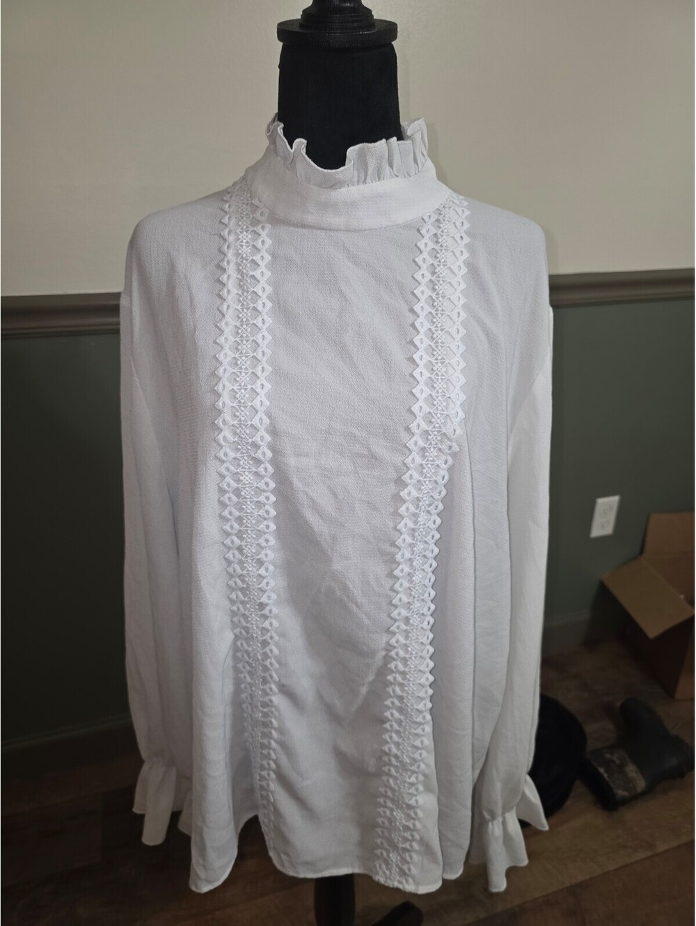 Frilly high neck top